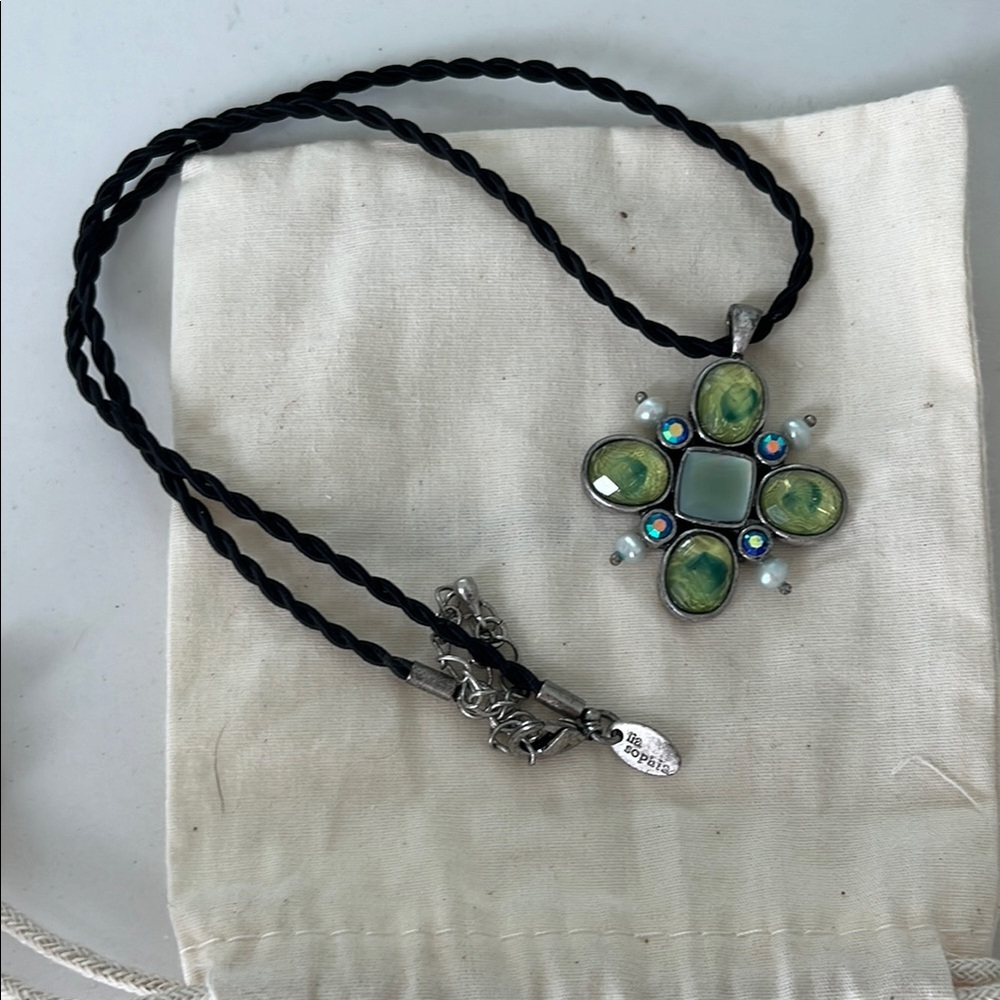 Elegant Green Gemstone Flower Necklace - Lia Sophia